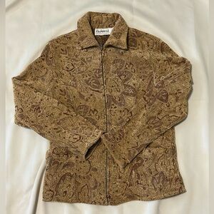 Vintage Flashback Patterned Woven Tapestry Zip Up Jacket - L
